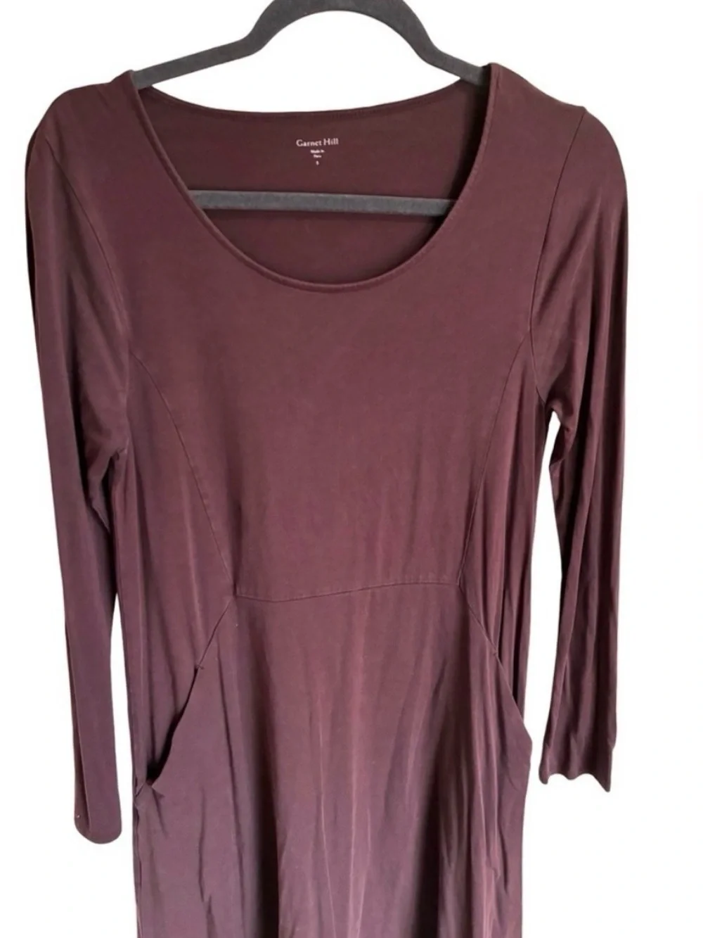 Garnet Hill Brown Long Sleeve Scoop Neck Casual Dress - Picture 5 of 7